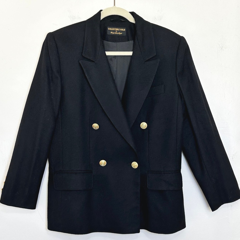 VTG Collectible Gold by Giorgio Sant'Angelo Black Double Breasted Blazer Size 10
